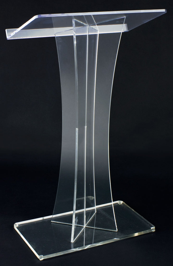 Clear Acrylic Lectern with X-Shaped Post, front view