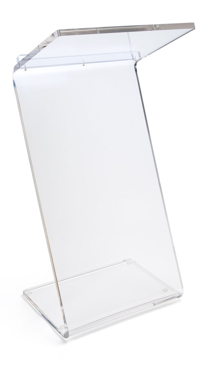 Plateau Clear Acrylic Lectern with Z-Shaped Profile, front view