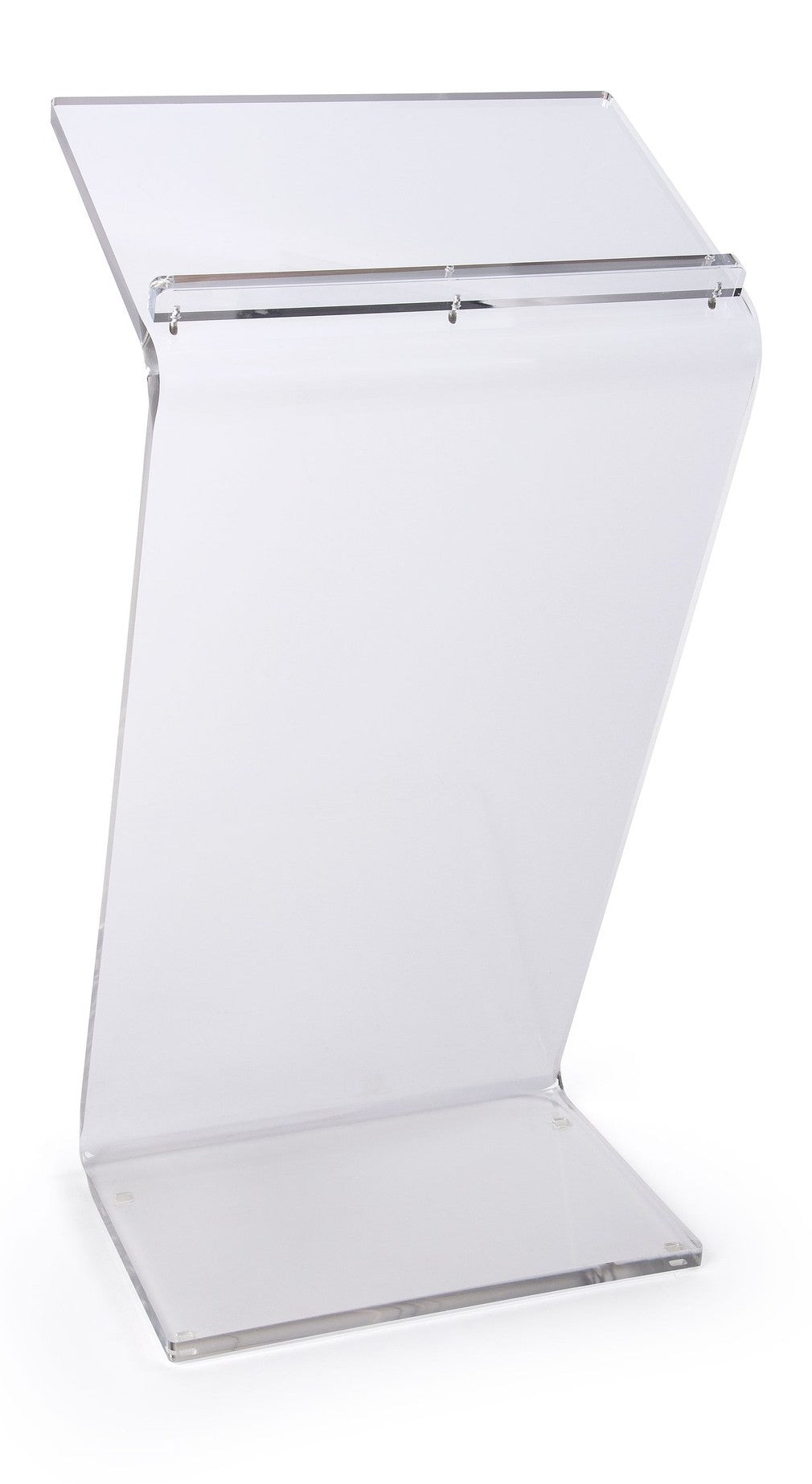Plateau Clear Acrylic Lectern with Z-Shaped Profile, back view