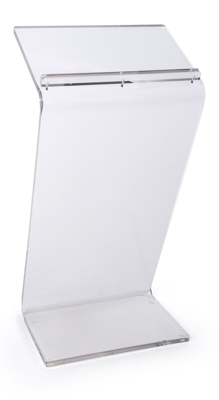 Plateau Clear Acrylic Lectern with Z-Shaped Profile, back view