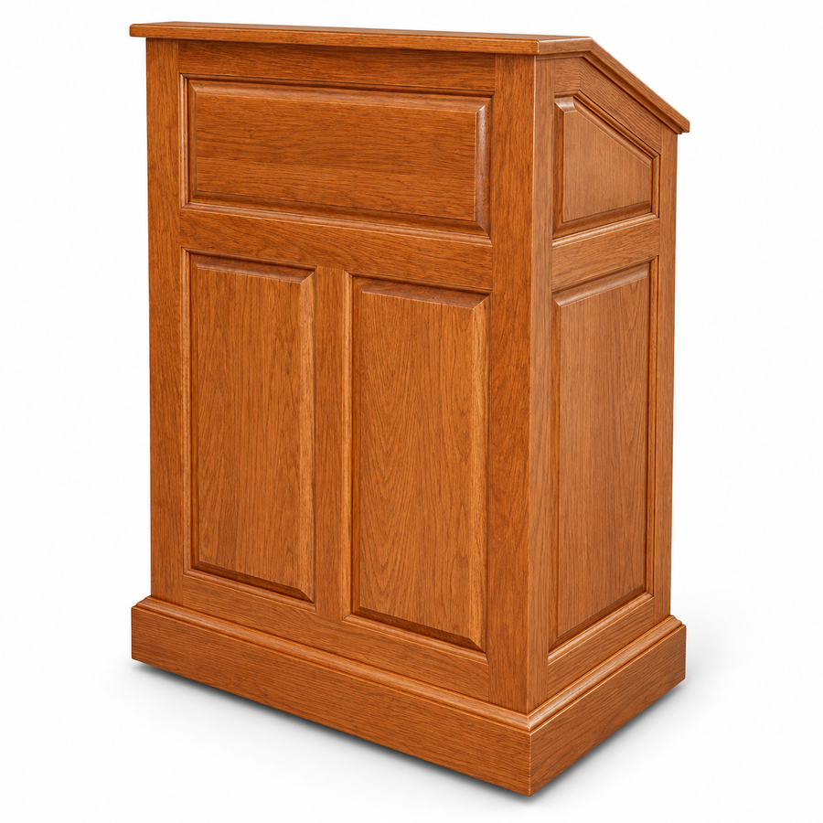 Handcrafted Solid Oak Raised Panel Lectern: Colonial