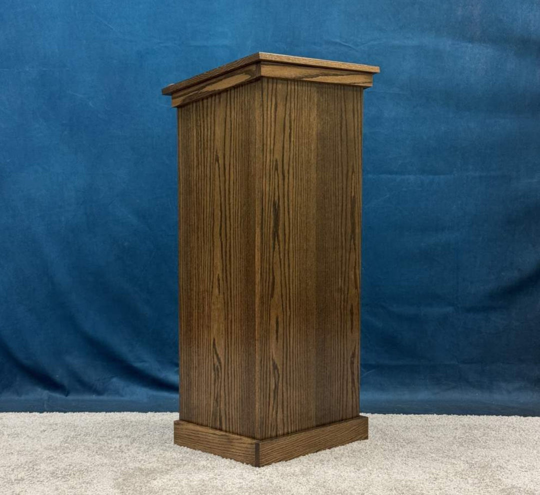 Portable oak podium in oak with dark walnut stain
