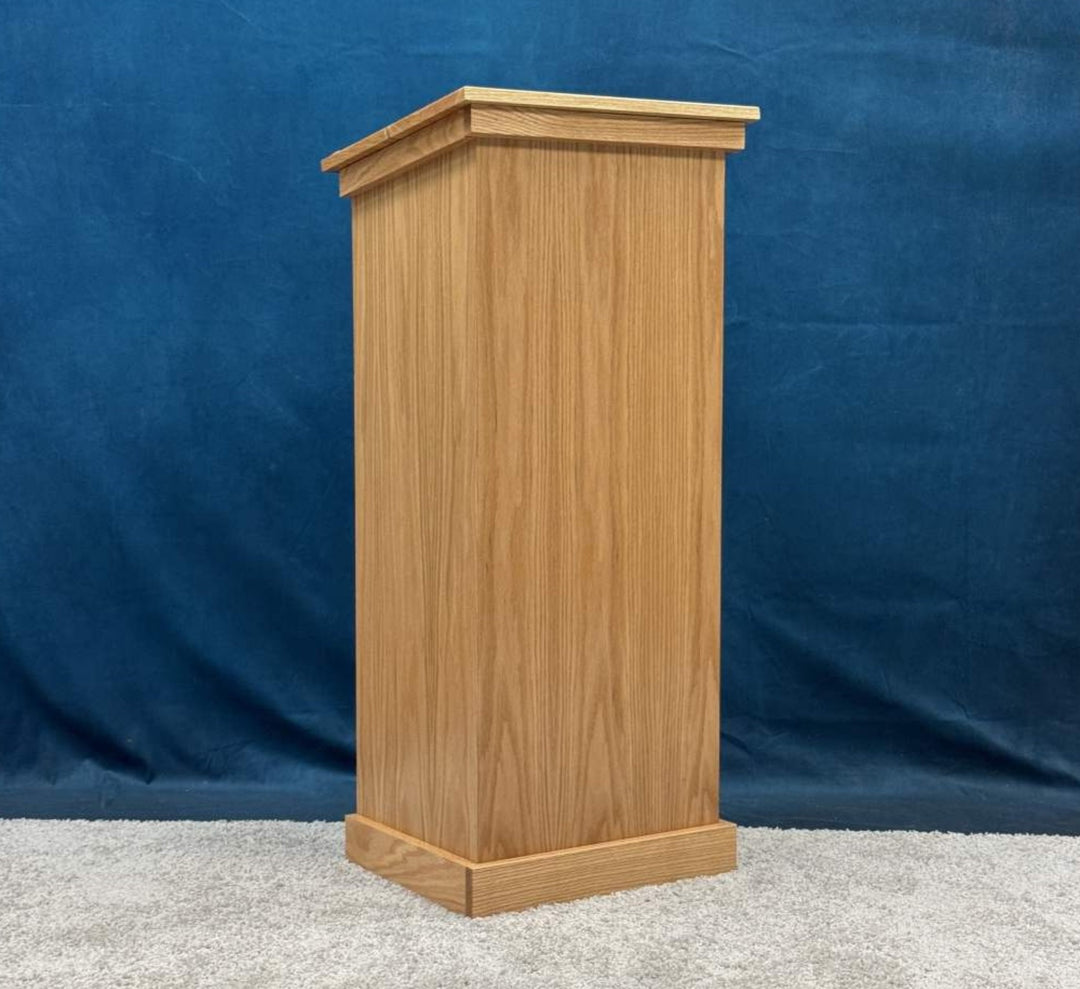 Portable oak podium in oak with natural clear finish