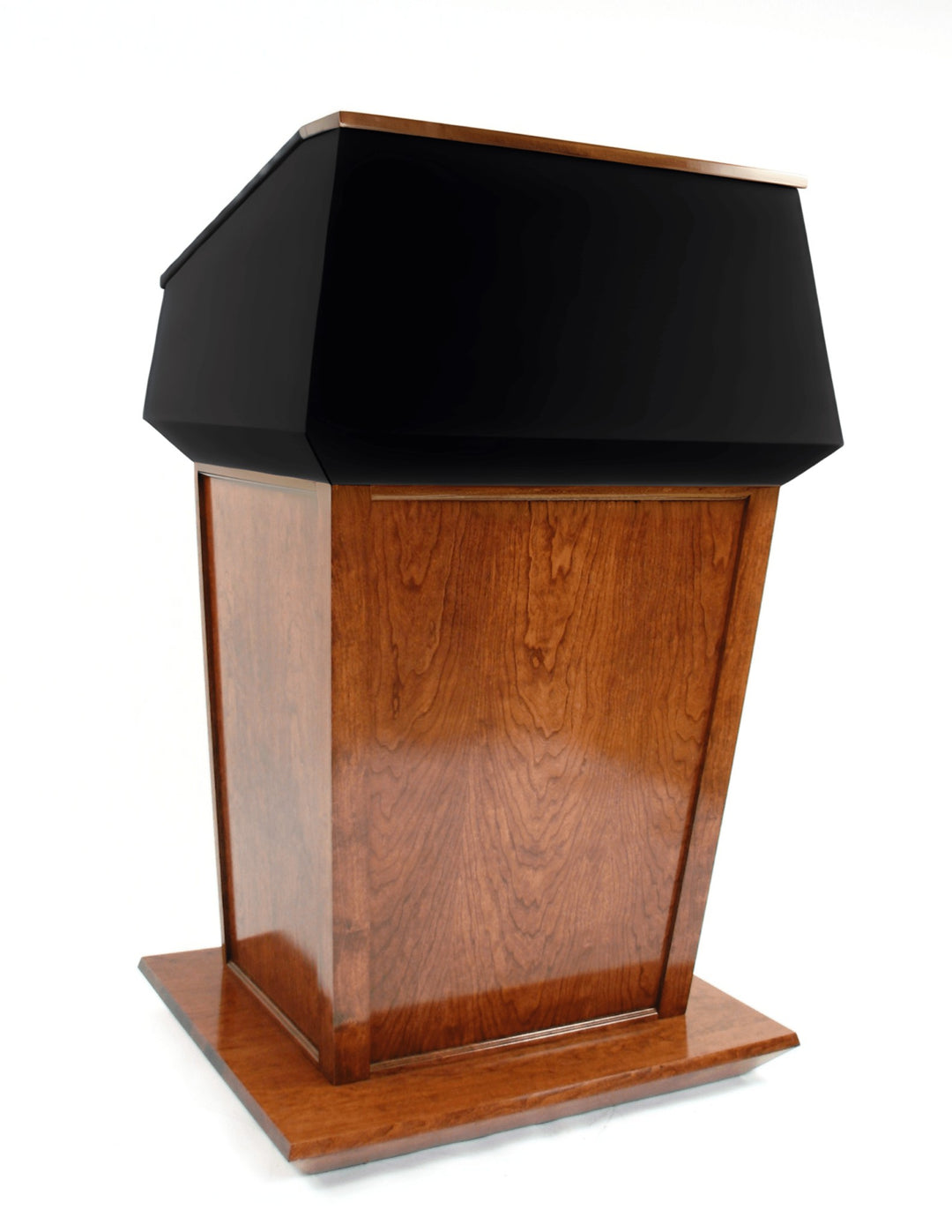 Presidential Plus lectern in cherry with red mahogany stain and black fabric top