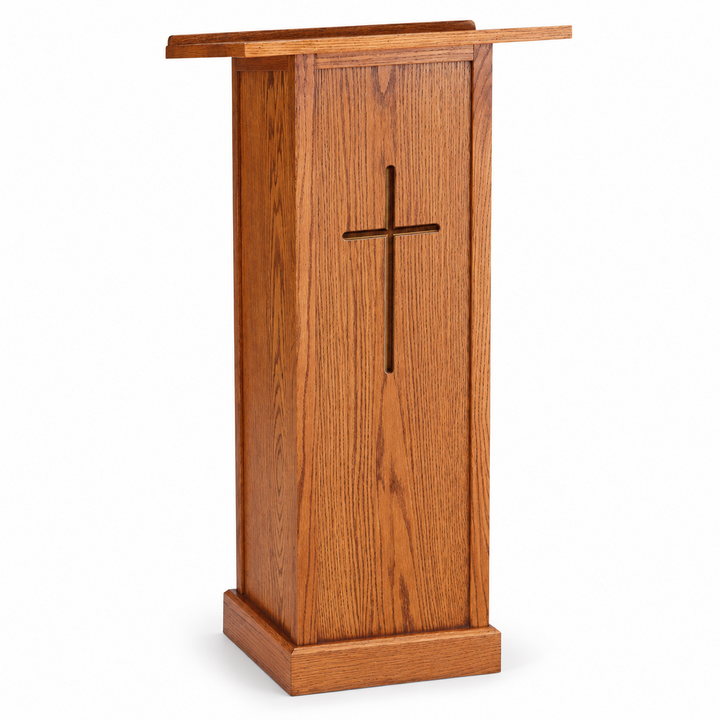 T-40 solid oak lectern — Medium Oak 