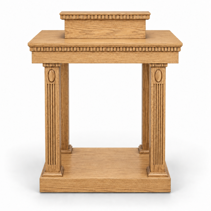 TOP-120 solid oak open tiered pulpit — Light Oak 