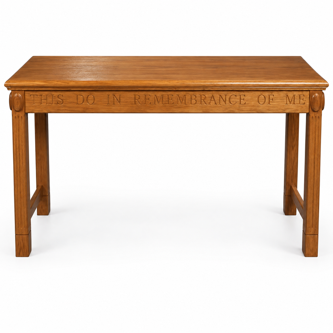TOT-105 solid oak open communion table — Medium Oak #43