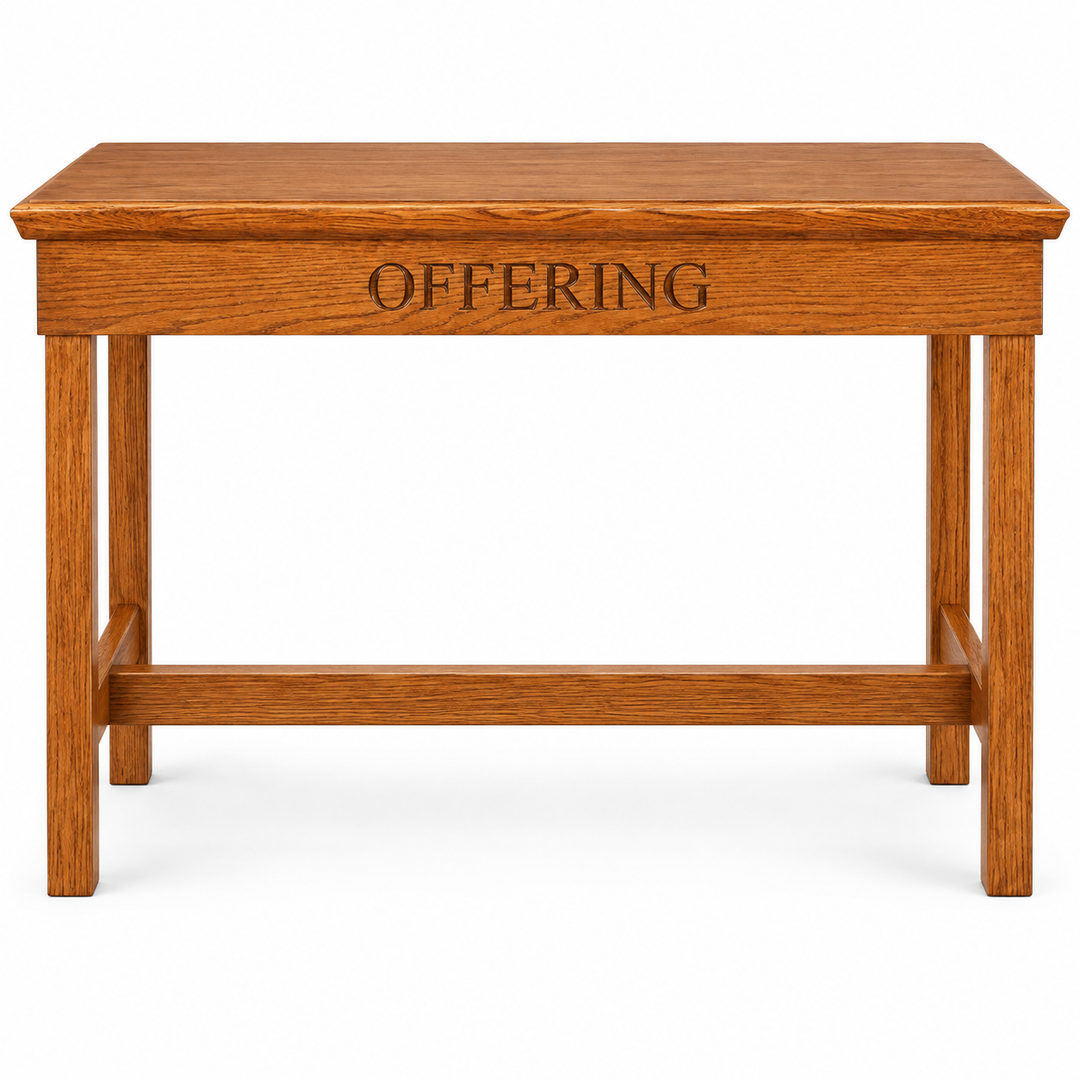 TOT-448 solid oak offering table — Medium Oak #43