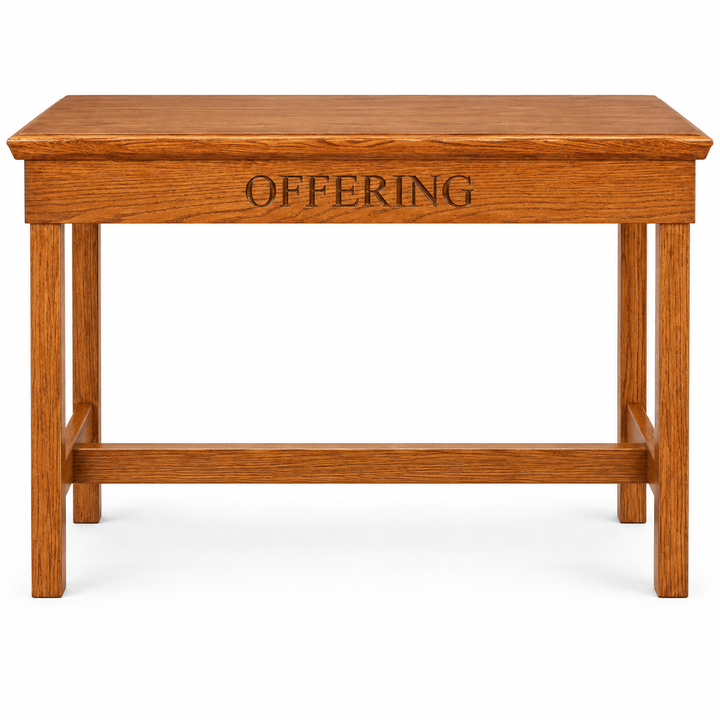 TOT-448 solid oak offering table — Medium Oak 