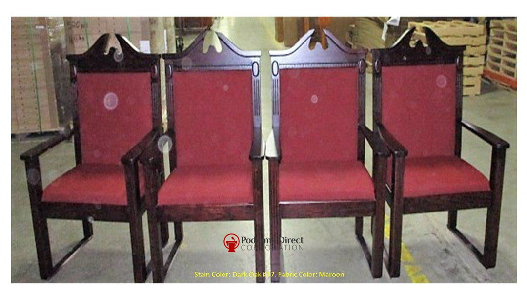 TPC-296 scroll top clergy chair: four chairs, front view, Dark Coffee 