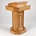 Solid Oak Pedestal Pulpit with Lift-Lid Storage: TSP-180