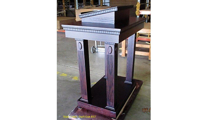 Church Wood Pulpit Open Tiered TOP-120-Church Solid Wood Pulpits, Podiums and Lecterns-Front Angle View-Podiums Direct
