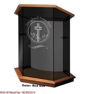 Glass Pulpit NC10/NC10G Prestige FOUNDATION-Smoked Glass/Wood Top-Glass Pulpits, Podiums and Lecterns and Communion Tables-Podiums Direct