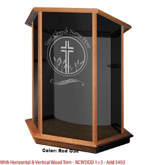Glass Pulpit NC10/NC10G Prestige FOUNDATION-Smoked Glass, Horizontal and Vertical Trim-Glass Pulpits, Podiums and Lecterns and Communion Tables-Podiums Direct