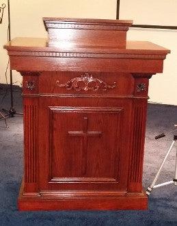 Church Wood Pulpit Tiered TSP-120-With Added Cross-Church Solid Wood Pulpits, Podiums and Lecterns-Podiums Direct