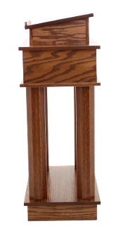 Wood with Acrylic Column Pulpit 810 Exhorter-Side View-Wood With Acrylic Pulpits, Podiums and Lecterns-Podiums Direct