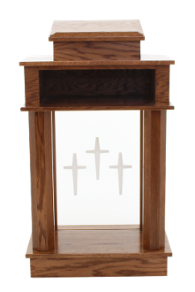 Wood with Acrylic Column Pulpit 810 Exhorter-Back View-Wood With Acrylic Pulpits, Podiums and Lecterns-Podiums Direct