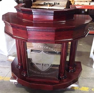 Wood with Acrylic Pulpit Custom No. 5-All Stained-Wood With Acrylic Pulpits, Podiums and Lecterns-Podiums Direct