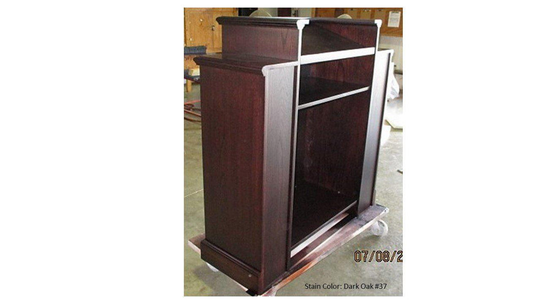 Church Wood Pulpit Wing NO 200W-Church Solid Wood Pulpits, Podiums and Lecterns-Angle Back View-Podiums Direct