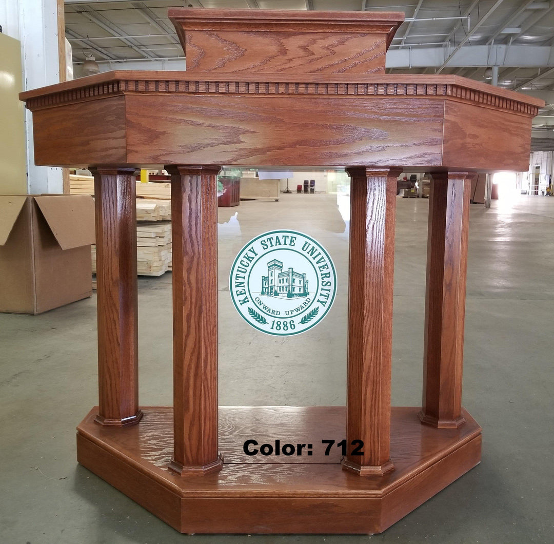 Wood with Acrylic Pulpit Custom No 6-Front View-Wood With Acrylic Pulpits, Podiums and Lecterns-Podiums Direct