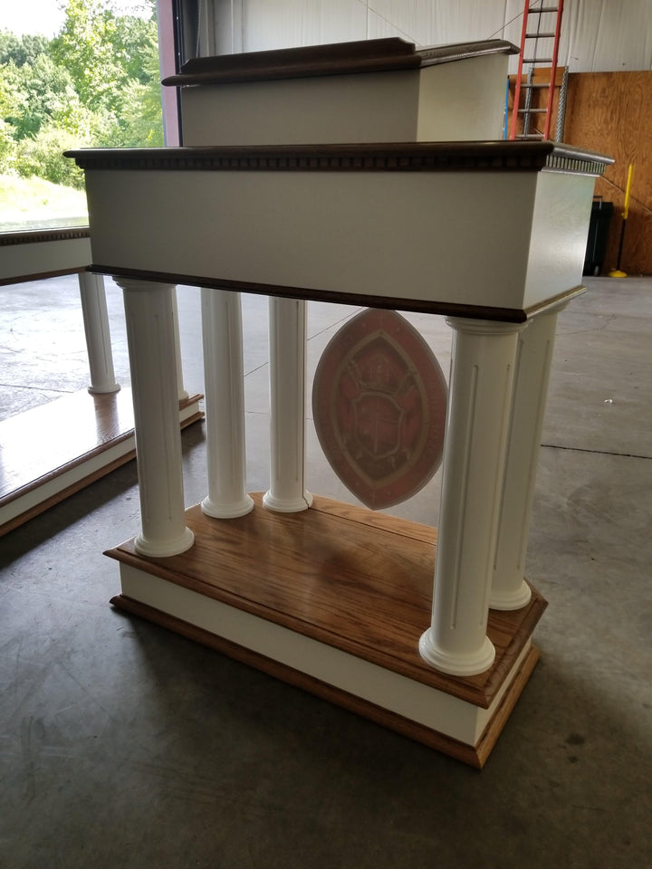 Wood with Acrylic Pulpit 830W-Back View-Wood With Acrylic Pulpits, Podiums and Lecterns-Podiums Direct