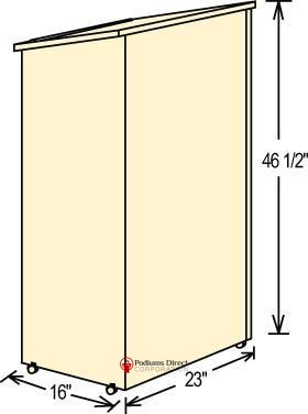 Oklahoma Sound 222 full floor lectern in mahogany, dimension drawing