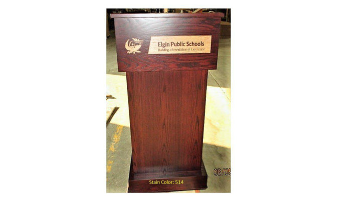 Handcrafted Solid Hardwood Lectern Conquest-Front Stain 514-Handcrafted Solid Hardwood Pulpits, Podiums and Lecterns-Podiums Direct