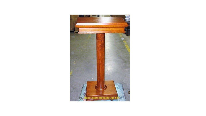 Custom No. 5SS Speaker Stand-Back Medium Oak 43-Church Solid Wood Pulpits, Podiums and Lecterns-Podiums Direct