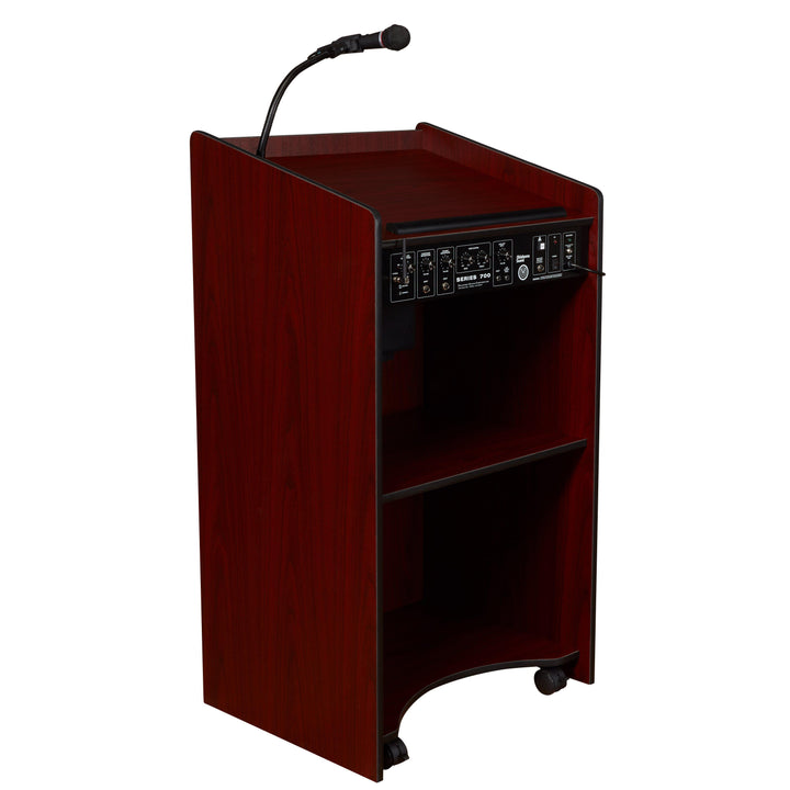 Sound Lectern 6010 Oklahoma Sound Aristocrat-Back Angle View Mahogany-Sound Podiums and Lecterns-Podiums Direct