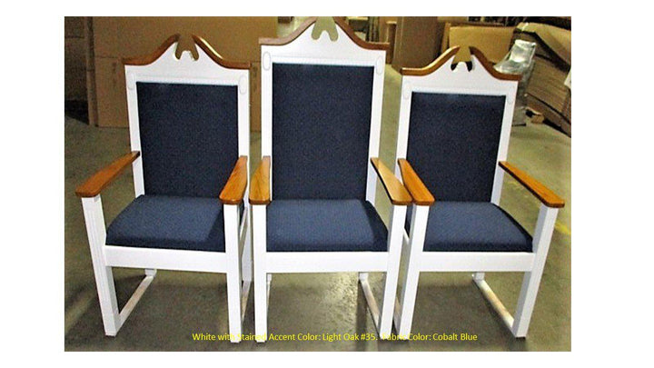 Clergy Church Chair TPC-603C Series 52" Height Center Pulpit Chair-Front Light Oak 35 Cobalt Blue-Clergy Church Chairs-Podiums Direct