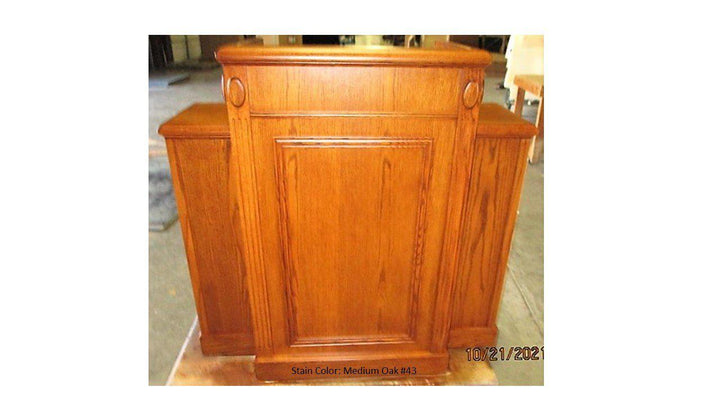 Church Wood Pulpit TWP-105-Front Medium Oak 43-Church Wood Pulpits, Podiums and Lecterns-Podiums Direct