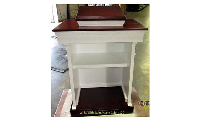 Church Wood Pulpit Colonial Tiered TSP-620-Back White with 120-Church Solid Wood Pulpits, Podiums and Lecterns-Podiums Direct