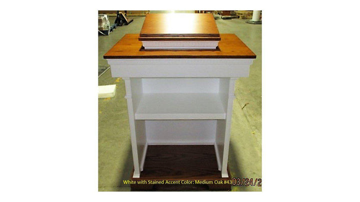 Church Wood Pulpit Colonial Tiered TSP-620-Back White with Medium Oak 43-Church Solid Wood Pulpits, Podiums and Lecterns-Podiums Direct
