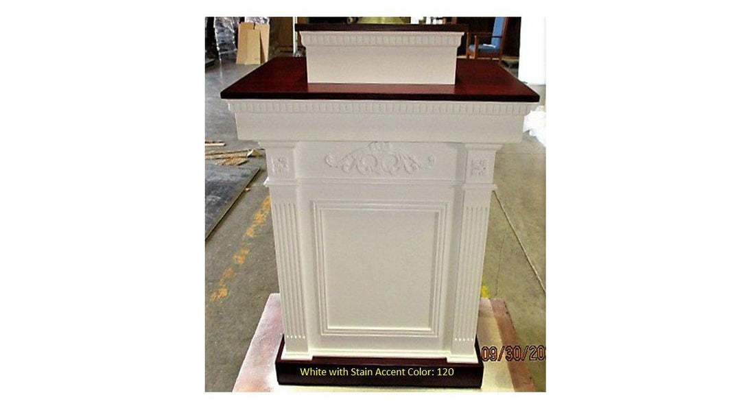 Church Wood Pulpit Colonial Tiered TSP-620- Front White with 120-Church Solid Wood Pulpits, Podiums and Lecterns-Podiums Direct