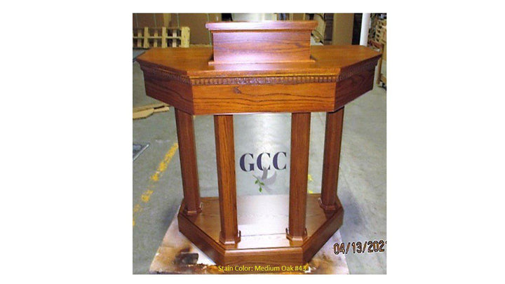 Wood with Acrylic Pulpit Custom No 6-Front Medium Oak 43-Wood With Acrylic Pulpits, Podiums and Lecterns-Podiums Direct