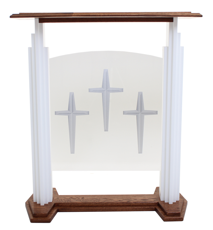 Wood with Acrylic Pulpit 701W Proclaimer-Front View-Wood With Acrylic Pulpits, Podiums and Lecterns-Podiums Direct