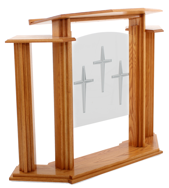 Wood with Acrylic Pulpit w/Wings 702 Proclaimer-Wood With Acrylic Pulpits, Podiums and Lecterns-Podiums Direct