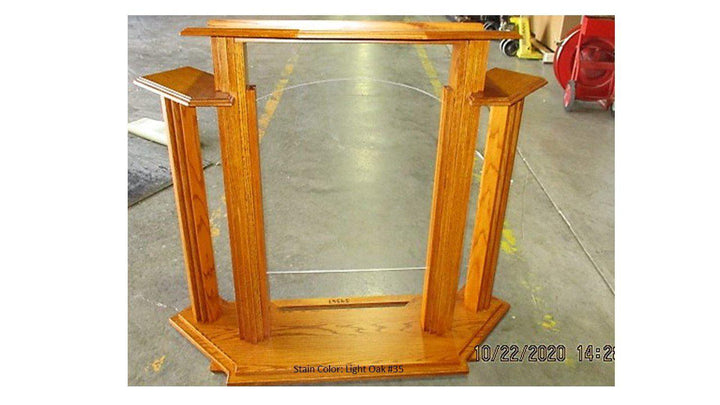 Wood with Acrylic Pulpit w/Wings 702 Proclaimer-Clear Acrylic Panel-Wood With Acrylic Pulpits, Podiums and Lecterns-Podiums Direct