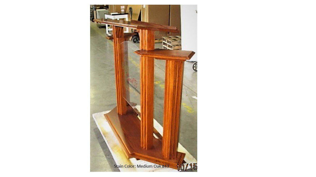 Wood with Acrylic Pulpit w/Wings 702 Proclaimer-Side Medium Oak-Wood With Acrylic Pulpits, Podiums and Lecterns-Podiums Direct