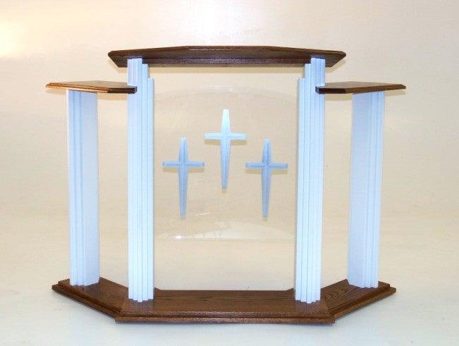 Wood with Acrylic Pulpit w/Wings 702W Proclaimer-Wood With Acrylic Pulpits, Podiums and Lecterns-Podiums Direct