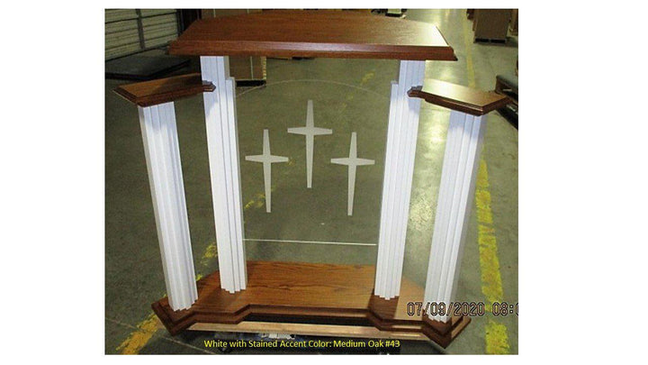 Wood with Acrylic Pulpit w/Wings 702W Proclaimer-Back View-Wood With Acrylic Pulpits, Podiums and Lecterns-Podiums Direct