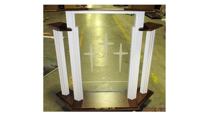 Wood with Acrylic Pulpit w/Wings 702W Proclaimer-Front View 128-Wood With Acrylic Pulpits, Podiums and Lecterns-Podiums Direct