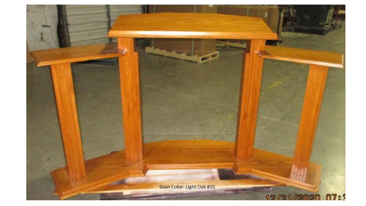 Wood with Acrylic Pulpit w/Wings 703 Proclaimer-Back View No Logo-Wood With Acrylic Pulpits, Podiums and Lecterns-Podiums Direct