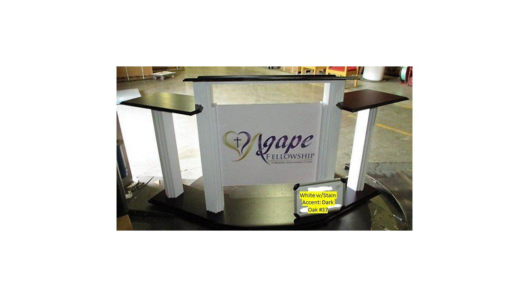 Wood with Acrylic Pulpit w/Wings 703W- With Custom Logo-Proclaimer-Wood With Acrylic Pulpits, Podiums and Lecterns-Podiums Direct