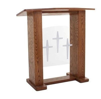 Wood with Acrylic Pulpit 777 Exhorter-Angle View-Wood With Acrylic Pulpits, Podiums and Lecterns-Podiums Direct