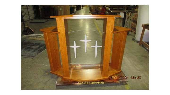 Wood with Acrylic Pulpit 778 Exhorter-Front Light Oak 35-Wood With Acrylic Pulpits, Podiums and Lecterns-Podiums Direct