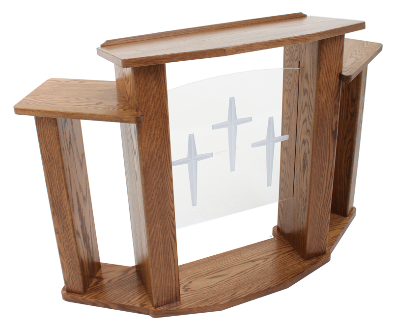 Wood with Acrylic Pulpit 778 Exhorter-Angle View-Wood With Acrylic Pulpits, Podiums and Lecterns-Podiums Direct
