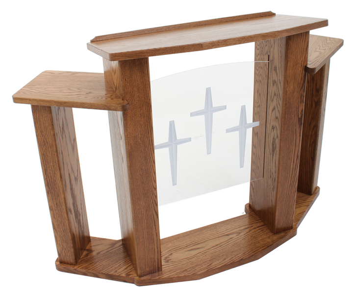 Wood with Acrylic Pulpit 778 Exhorter-Angle View-Wood With Acrylic Pulpits, Podiums and Lecterns-Podiums Direct