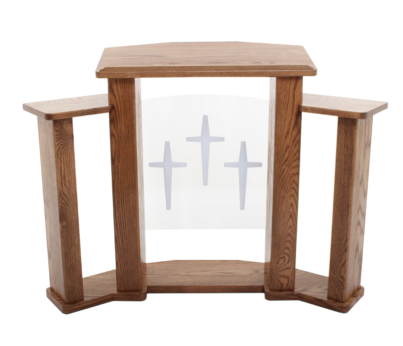 Wood with Acrylic Pulpit 778 Exhorter-Back View-Wood With Acrylic Pulpits, Podiums and Lecterns-Podiums Direct