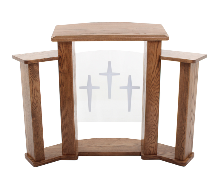 Wood with Acrylic Pulpit 778 Exhorter-Back View-Wood With Acrylic Pulpits, Podiums and Lecterns-Podiums Direct